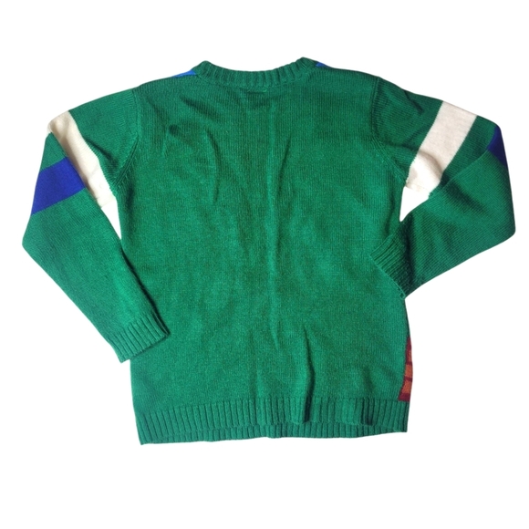 Festive Green Christmas Sweater with Santa and Gifts Kids "Ugly" Large (10-12) - Picture 4 of 4